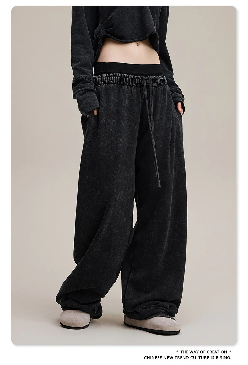 

Свободные брюки прямого кроя с двойным поясом, уличный стиль, повседневные, осенние, удобные, женские, свободного кроя, модные