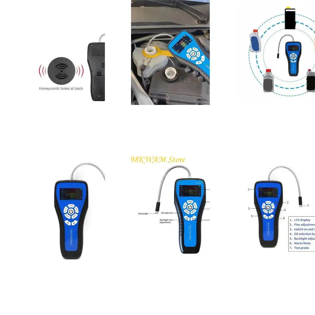 Brake Fluid Tester with Color Display and Metal Tip for Brake Fluid Check, DOT-3 DOT-4 DOT-5.1 ENV4 ENV6 Labels, Blue Black 68UF
