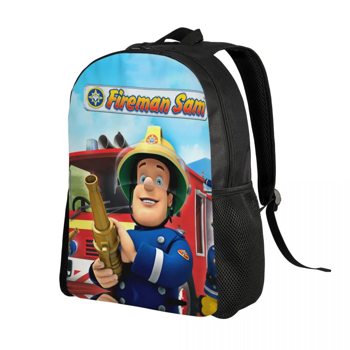 Custom Fireman Sam Backpacks for Women Men School College Students Bookbag Fits 15 Inch Laptop Cartoon Firefighter Bags