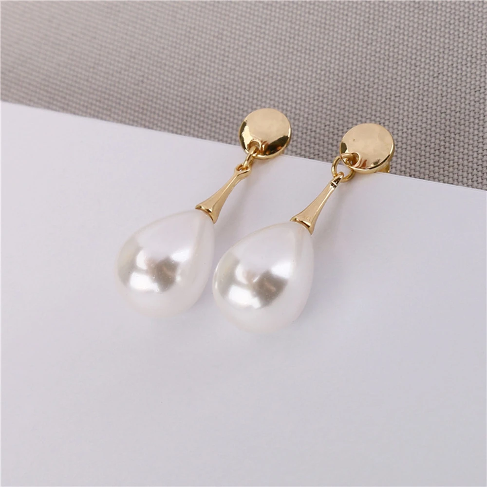 Elegant Waterdrop Simple Pearl Clip On Earrings Charm Pendant Simulated Pearl Geometric No Pierced For Women Wedding jewelry