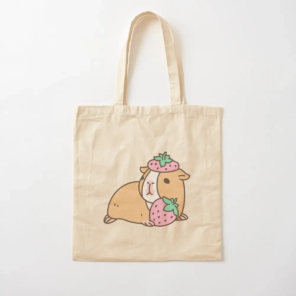 

Pink Guinea Pig and Strawberry Pattern Tote Bag reusable grocery bags Fabric bag Canvas stote bag canvas bags