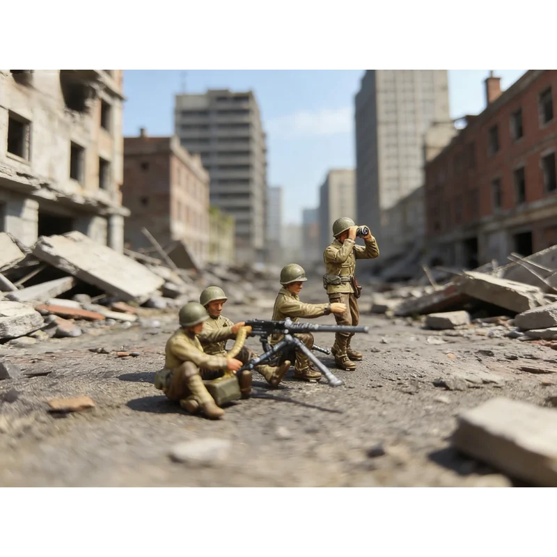 

Масштабная модель 1/72: 4 фигурки американских солдат-командиров с пулеметами M2 из смолы, аксессуары для сборки сцен, коллекционные игрушки, подарки для фанатов