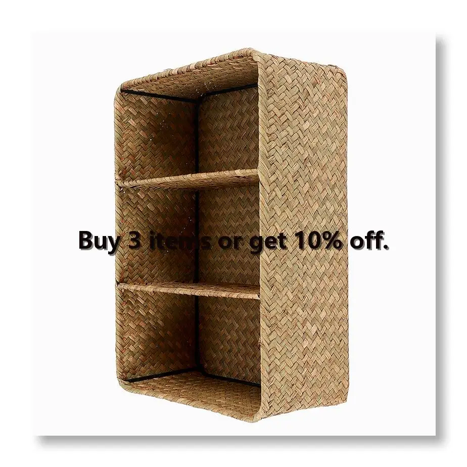 ✼3-Section Wicker Baskets for Shelves, Hand-Woven Seagrass Storage Baskets Toilet Paper Basket Large