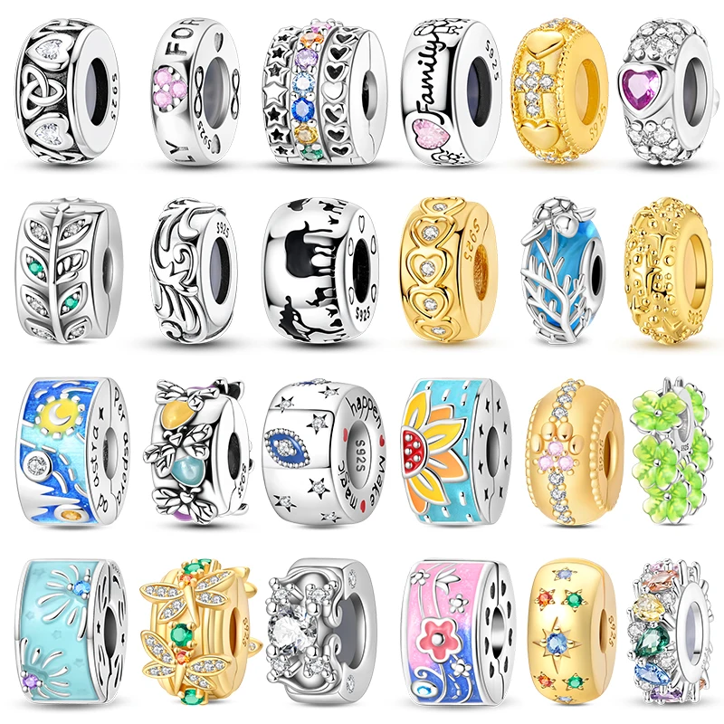 925 Sterling Silver Charms Bead CZ Zircon Firefly Sunflower Lucky Grass Dangle Fit Original Bracelet DIY Women Jewelry Gift