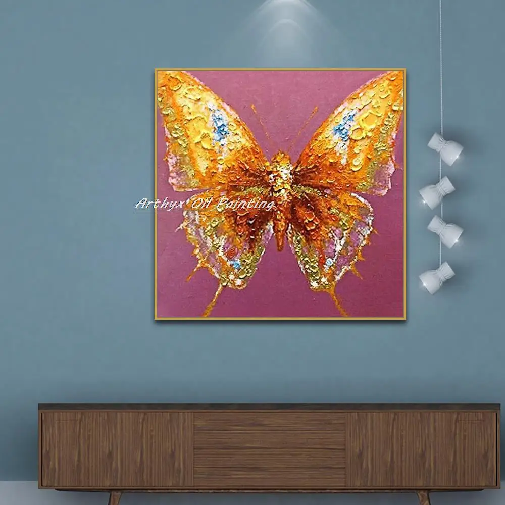 

Arthyx Handmade Modern Abstract Beautiful Butterfly Animal Oil Painting On Canvas,Wall Pictures Pop Art For Kisd Room,Home Decor