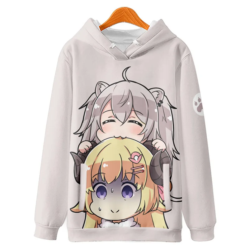 Hololive English VTuber shishirobotan Cosplay Hoodie 3D Printed Sweatshirt Men Women Casual Pullover Jacket Coat