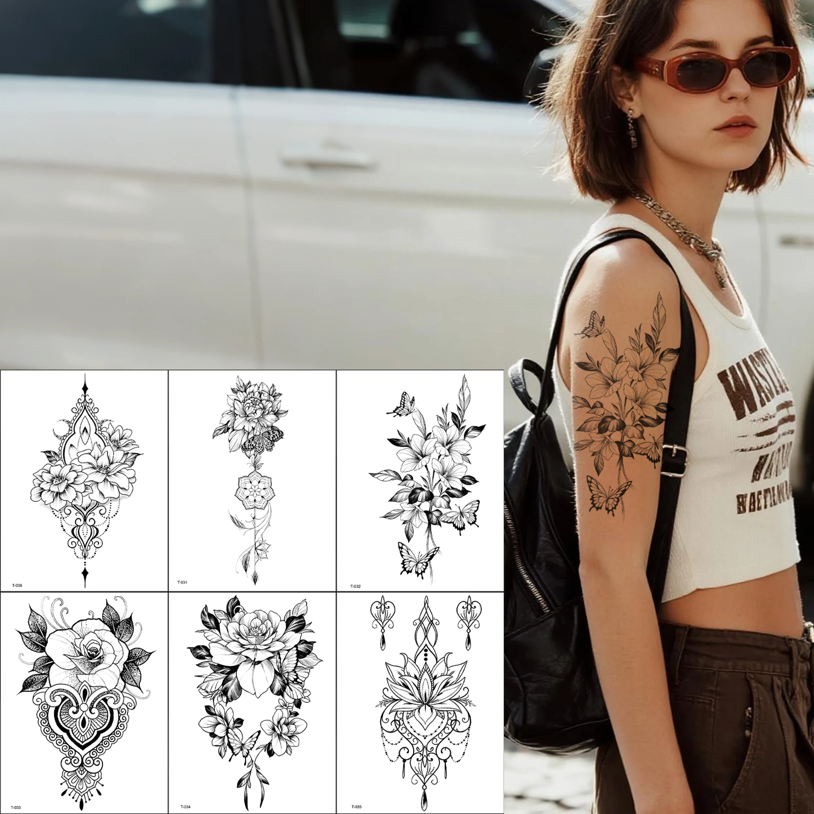

Realistic Waterproof Temporary Tattoo Sleeve for Women Water Transfer Full Arm Fake Tattoo Stickers Large Full Sleeve Body Art