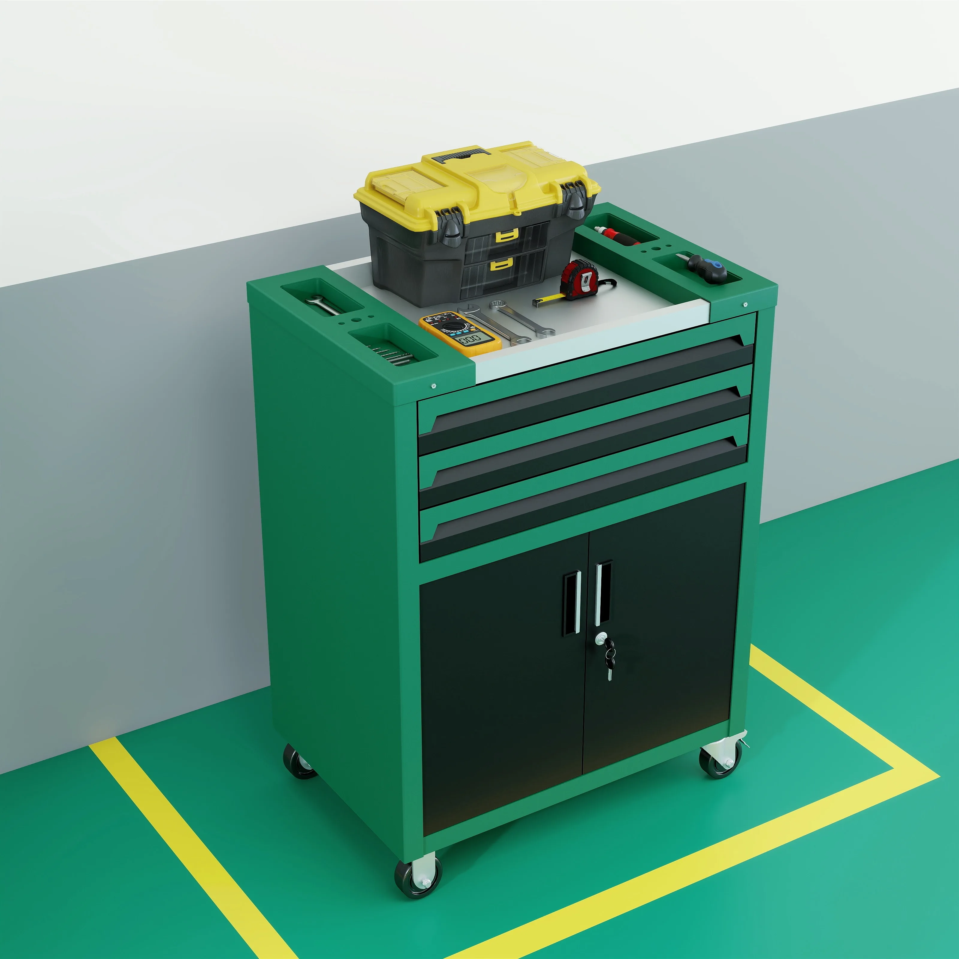 Homniture OEM Customizable Multi-Functional Heavy-Duty Metal Auto Repair 3-Drawer Tool Cabinet Box Keyed