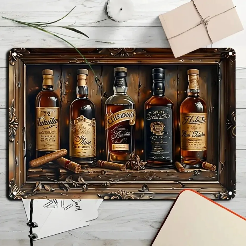 ديكور المنزل الويسكي – لافتة سيجار ألومنيوم مربعة الشكل من WhiskyCigarVibe |   استخدام المطاعم