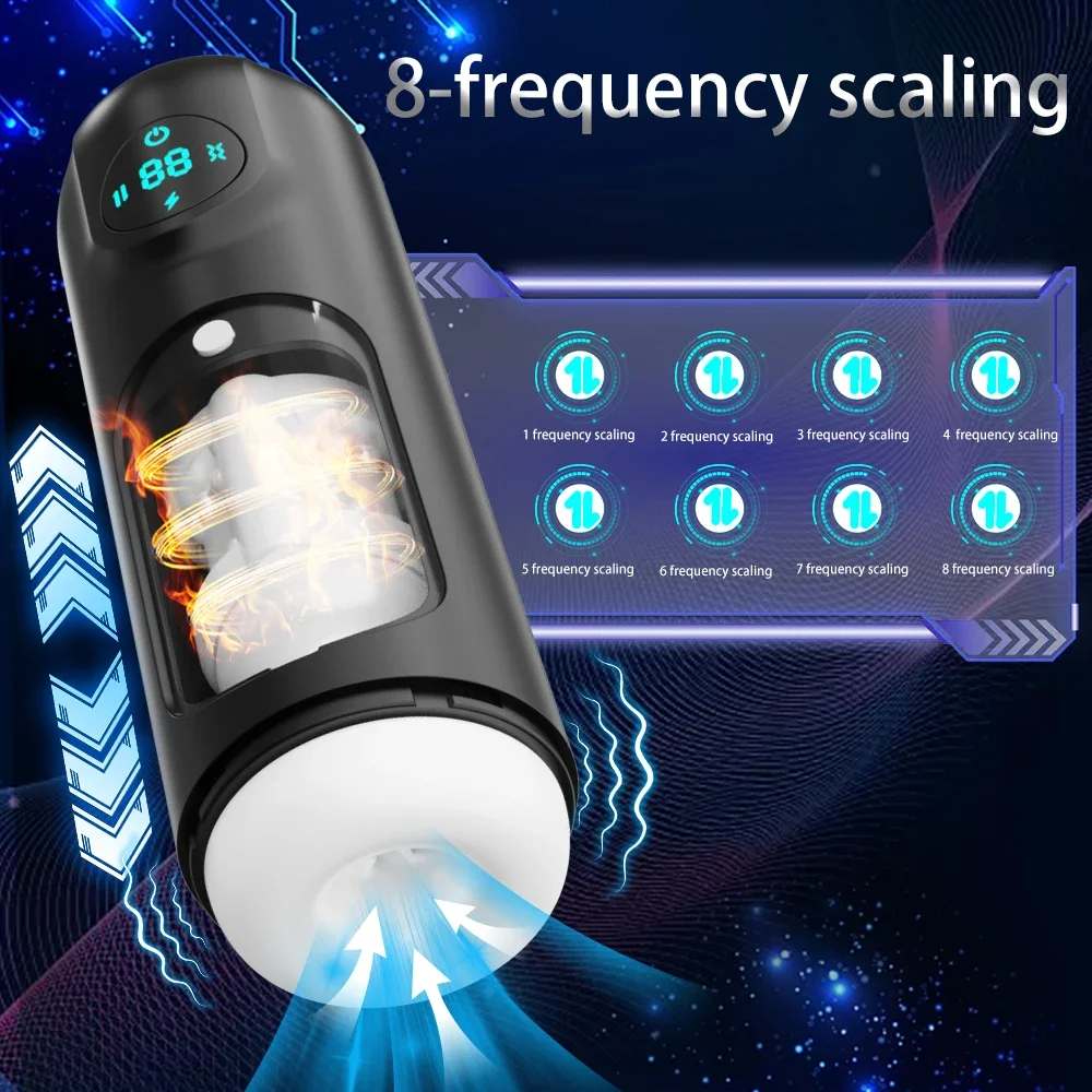 남성 자위대 컵 8 추진 회전 모드 텔레스코픽 가열 빠는 포켓 음모 구강 성교 성인 섹스 토이 남성용