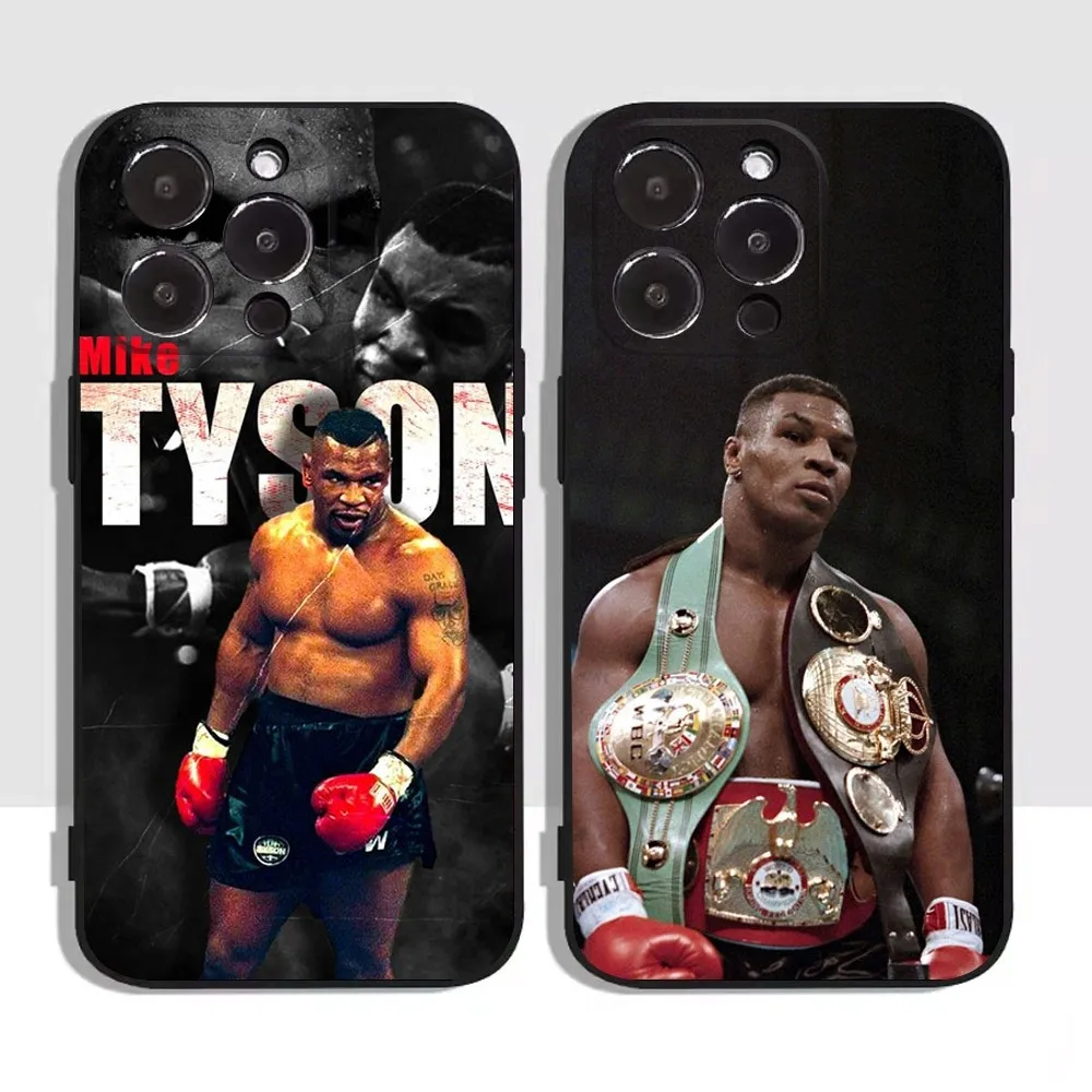 Mike Tyson Boxer Man Handyhülle für Apple iPhone 15,14,13,12,11,XS,XR,X,8,7,Pro,Max,Plus,mini Silikon Schwarz Cover