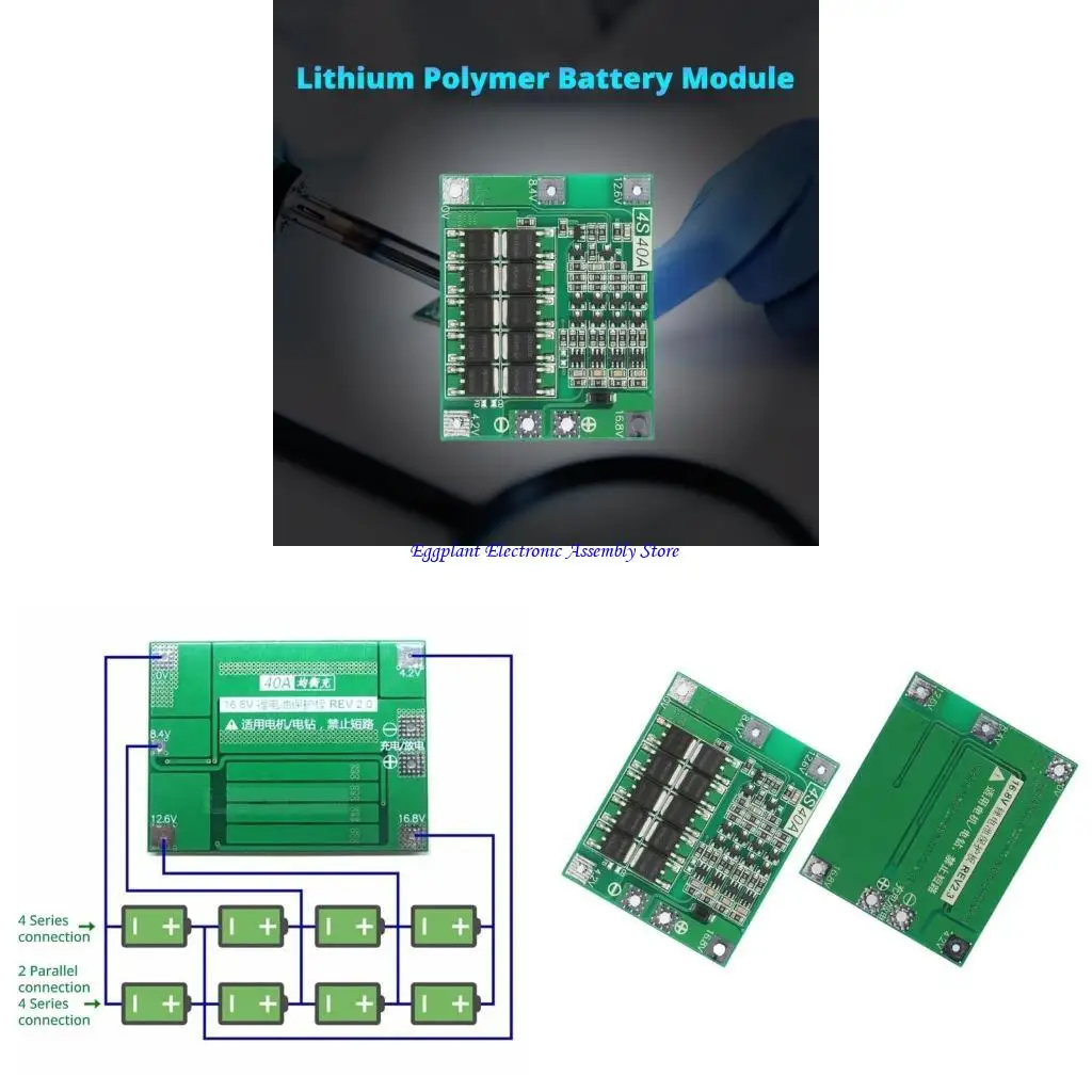 E28D 3Serial/4S 40A/60A LiBattery ChargingBMS Board for Highly Power Drill Motors and 3.6V,3.7V 18650, 26650 Lithiums Cells