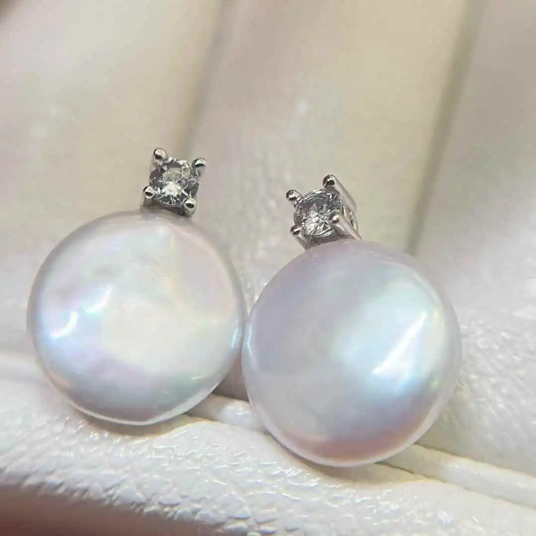 

Серебряные серьги S925 с натуральным белым барочным пресноводным жемчугом 12 мм и камнем июня для помолвки, свадьбы или вечеринки