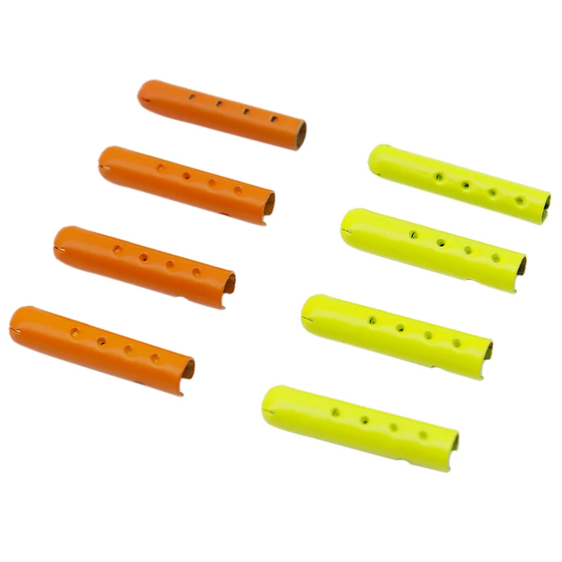 Coolstring Decorations 23*4MM Skin Feeling Orange/Yellow Color Painted Tape Metal Tips 4Pcs/set Mouth Opened Type Cordon Aglets