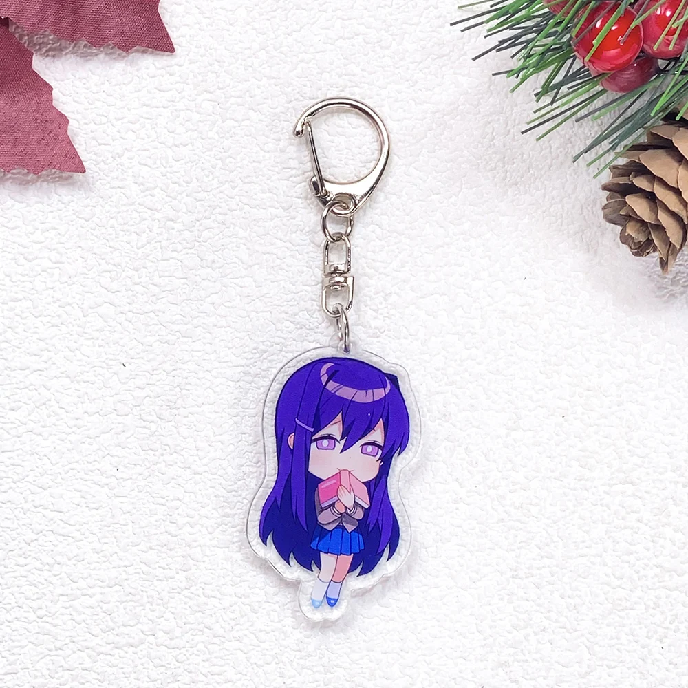 1/4Pcs Game Figures Doki Doki Literature Club Keychain Accessories Acrylic Charms Pendant For Bag Key Holder Backpack Decoration image 3