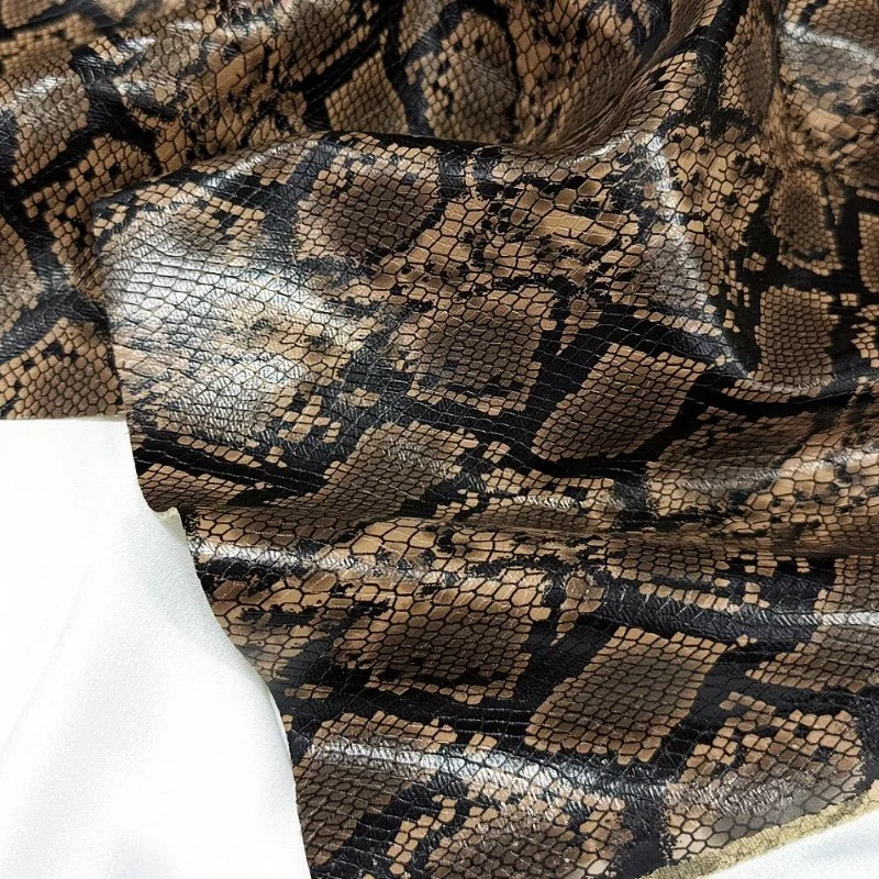 100x145cm Python Embossed PU Faux Snake Leather Fabric Animal Print Stage Costume Dress Jacket Material Performance Apparel