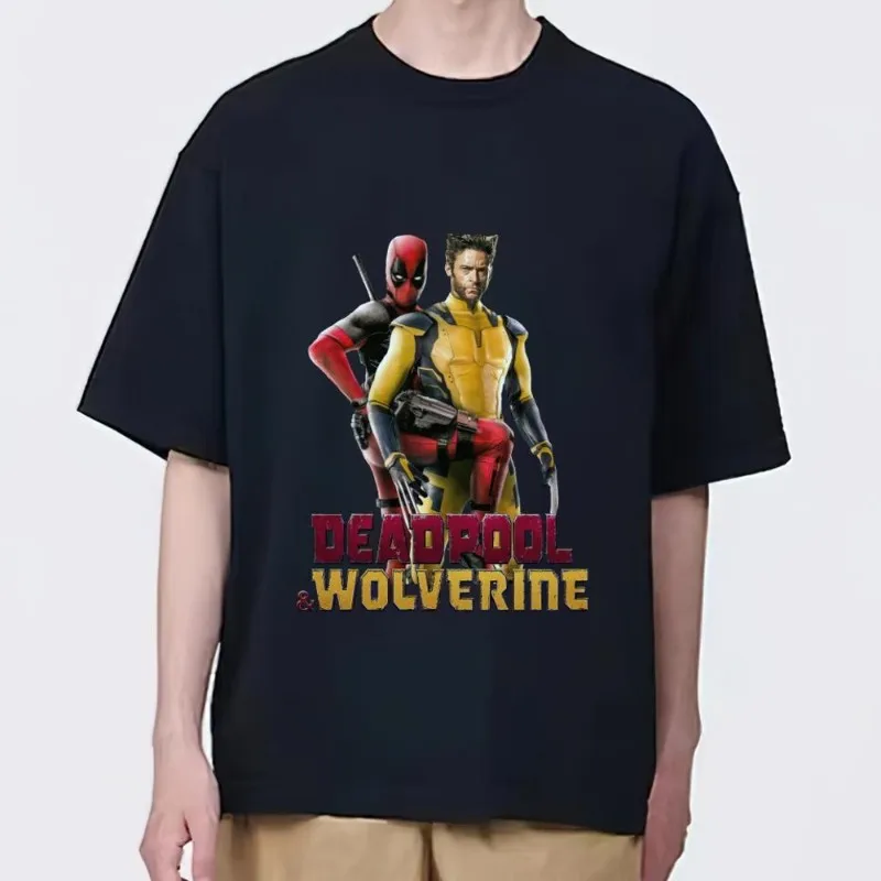 MINISO Daily Deadpool Wolverine T Shirt for Men Versatile Combination Clothes Short Sleeve Collar Fashion Woman Cotton Tops