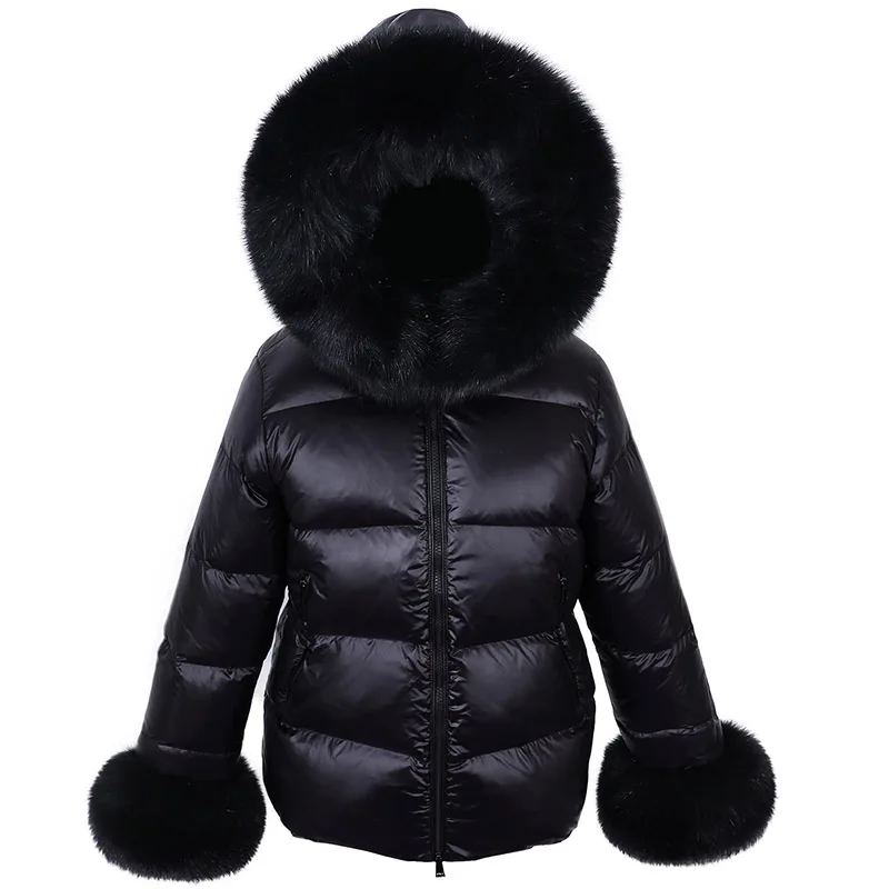 Maomaokong 2022 Winter Warm Real Fox Wasbeer Bontkraag Zwart Roze Down Jas Vrouwen Puffer Bovenkleding Jassen Vrouwelijke Parka