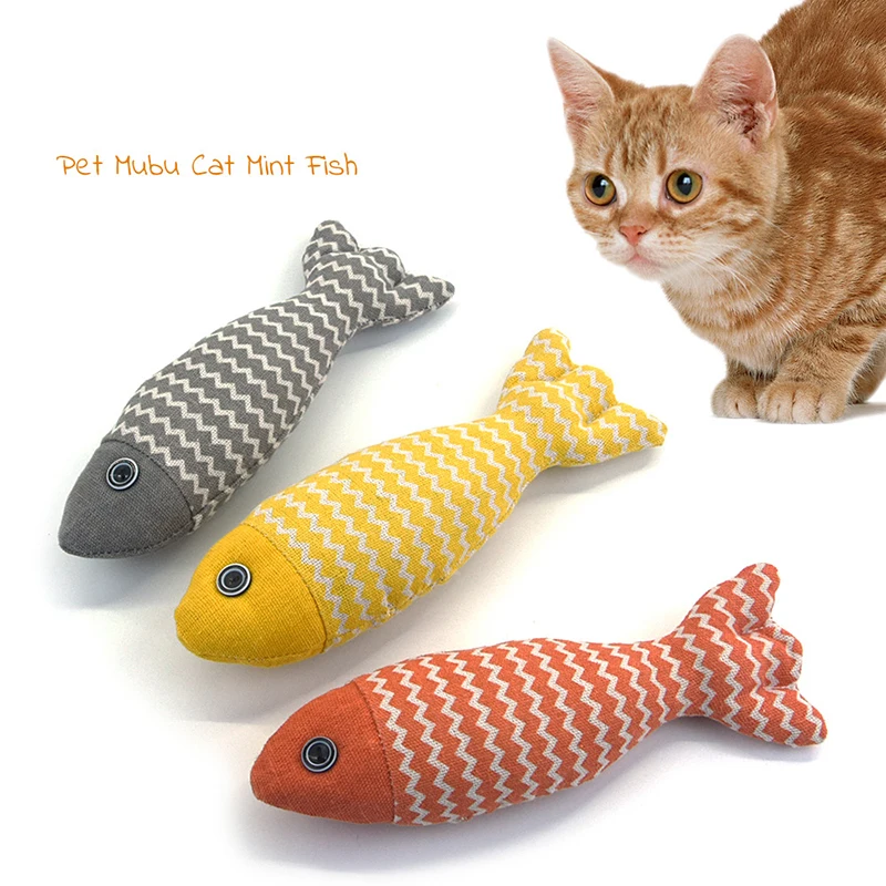 Cat Toy Self-amusement Catnip Bite Resistant Clean Tooth Linen Fish Grinding Teeth Fun Cat Toy Cat Imitation Fish Toy