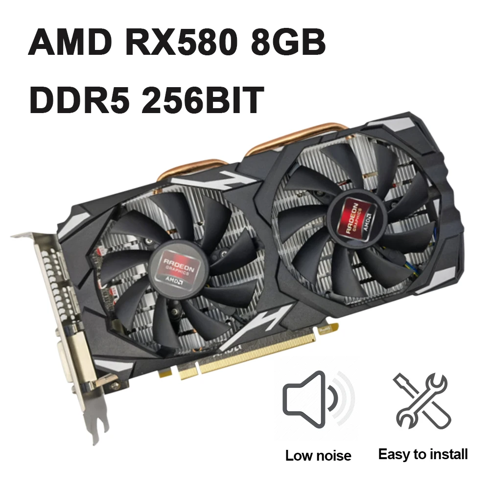 RX580 1/2/4/8GB Gaming Video Card Computer Graphics Card PCI-E X16 DDR3 HD+VGA+DVI placa de video GPU Display Cards PC Accessory