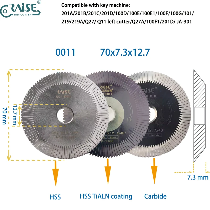 RAISE Cutter 0011 70 x 7,3 x 12,7 für WENXING Q27 100D 100E 100F 201 Q11 219 Schlüsselmaschine – Detail 1