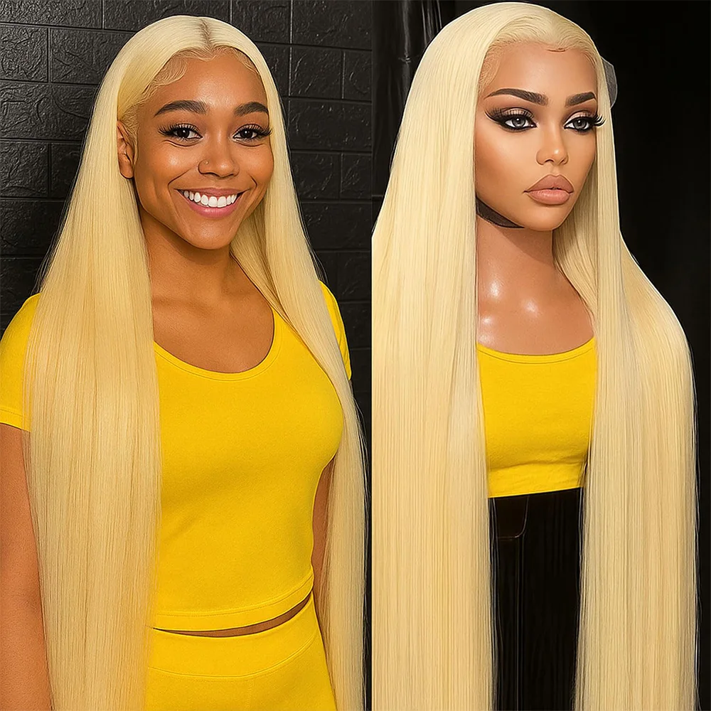 

613 Прямой парик HoneyBlonde Прямой парик шнурка 13x6 HD Парик фронтальной части шнурка человеческих волос 40 дюймов 13X4 Прозрачный парик фронта шнурка для женщин