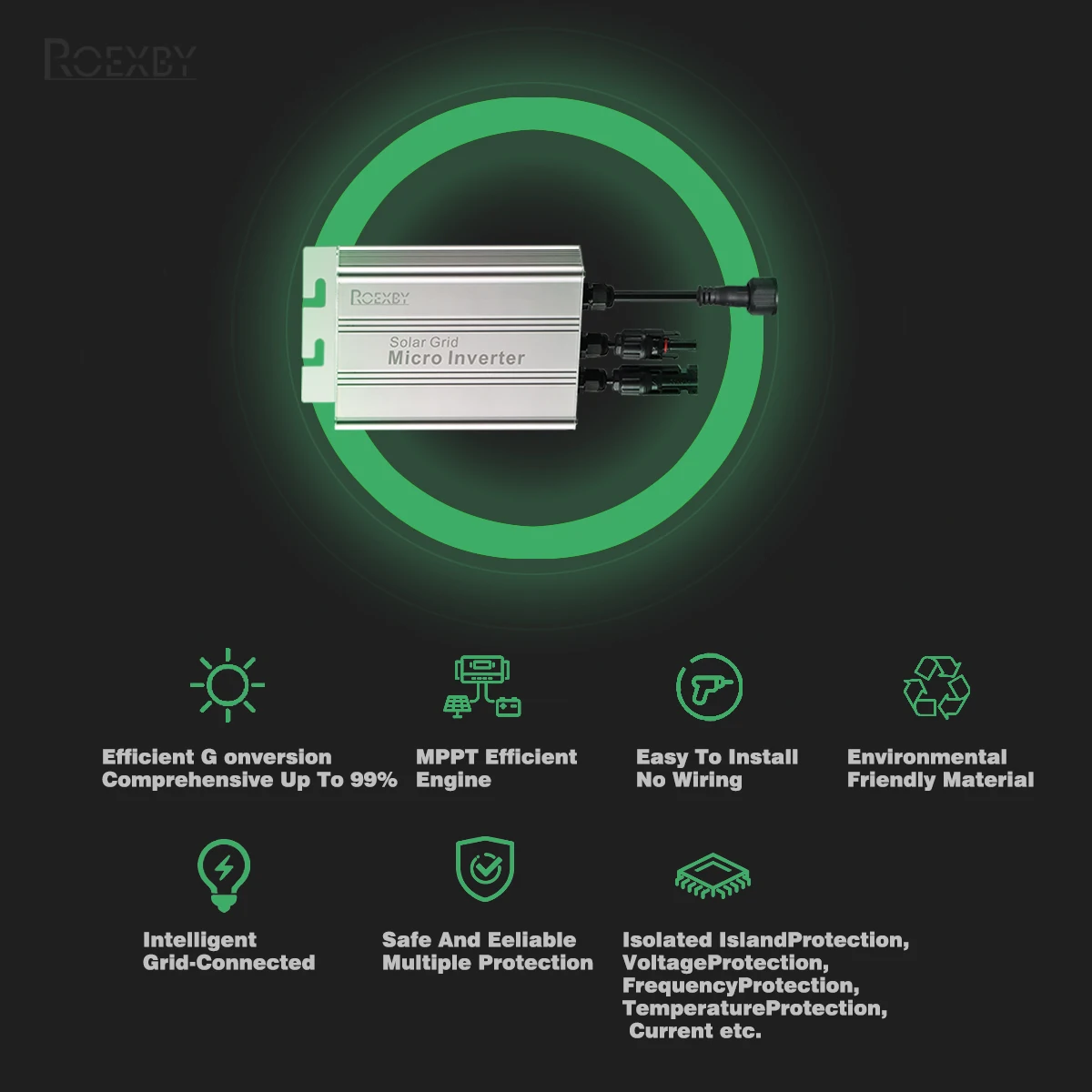 Imagem -05 - Inversor de Grade Solar Mppt 300w 350w 500w 600w 700w Sistema de Microinversor Modular Inteligente pv dc para Saída ac 120v 230v Energia Residencial e Comercial