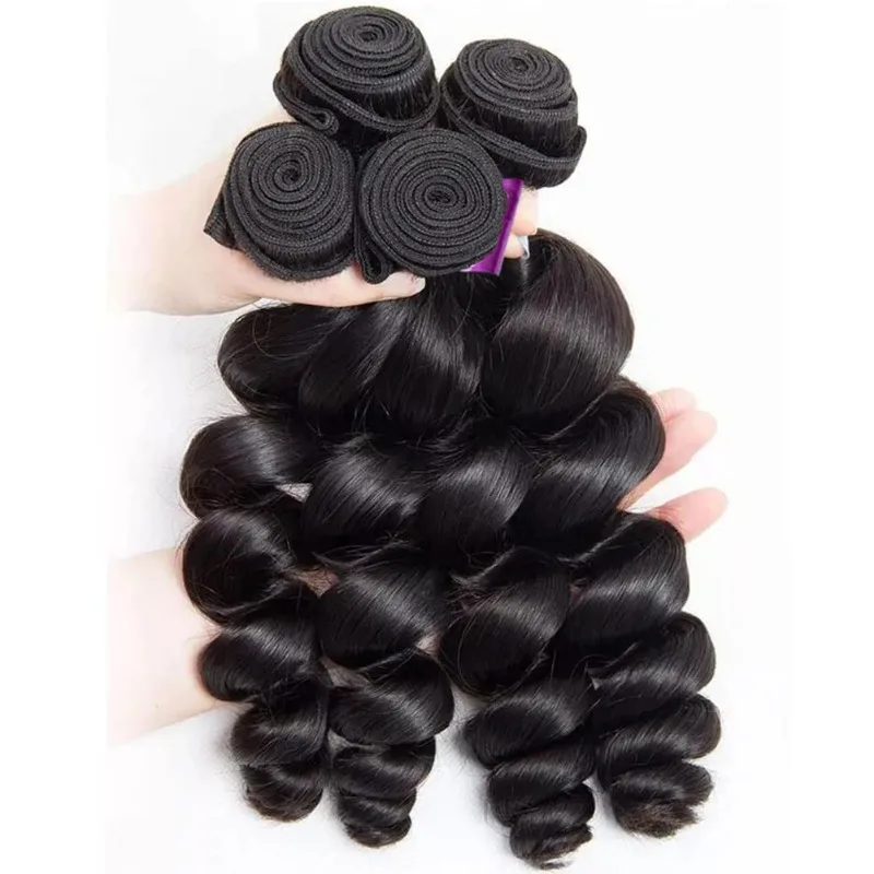 12A Loose Wave Naturfarbenes Echthaarbündel 10-30 Zoll 100g/Stück Brasilianisches Jungfrauenhaar für schwarze Frauen zum Flechten und Stylen – Detail 3