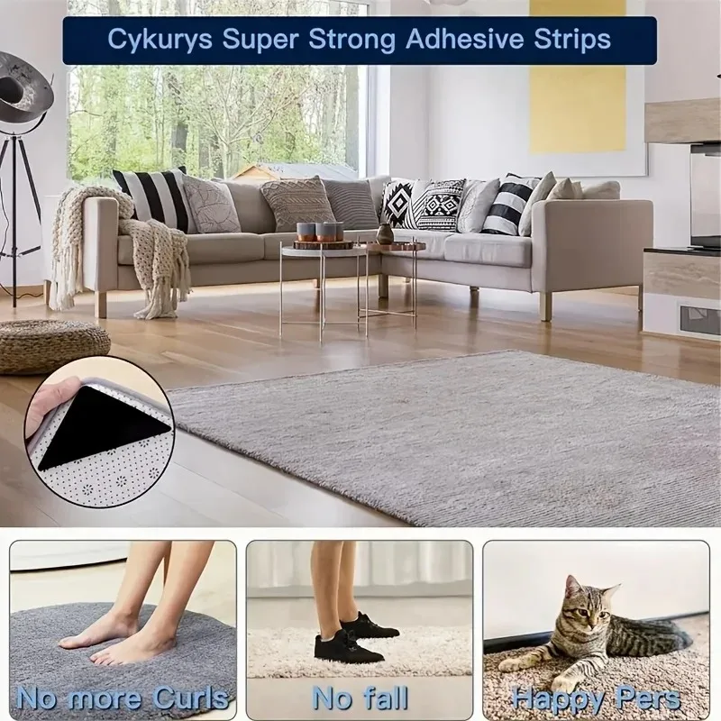 Thicken No Damage Rug Tape for Hardwood/Tile Floors,Non Slip Rug Stickers Rug Grippers for Area Rugs,Carpet Corners Sticky Pads