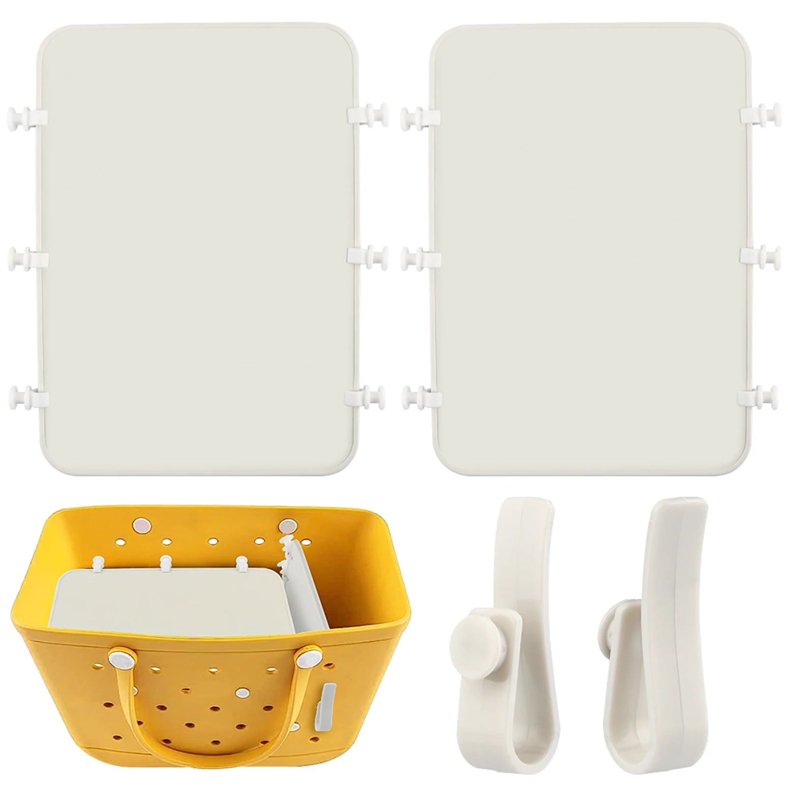 2pcs Space Management Organizing Accessories Divider Tray Set Wet Dry With Hook Horizontal Vertical White Fit For Bogg Bag