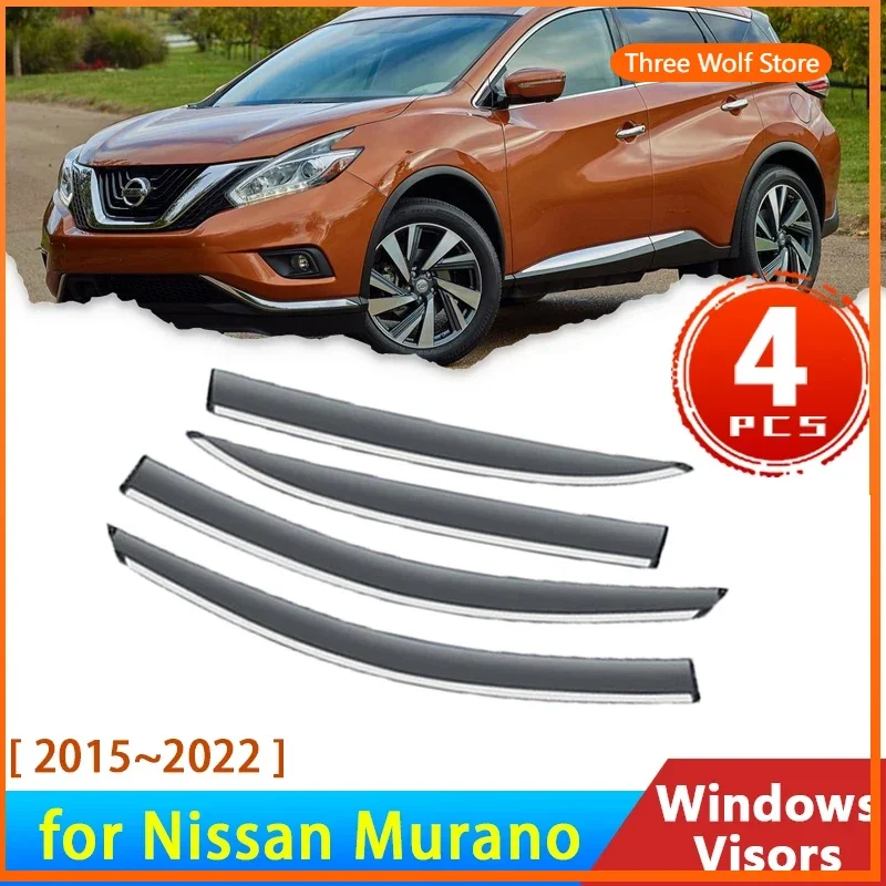 Дефлекторы для Nissan Murano 2015 ~ 2022 2018 2017, аксессуары, козырьки для боковых окон автомобиля, защита от дождя, защита для бровей, лобовое стекло Z52 P42M