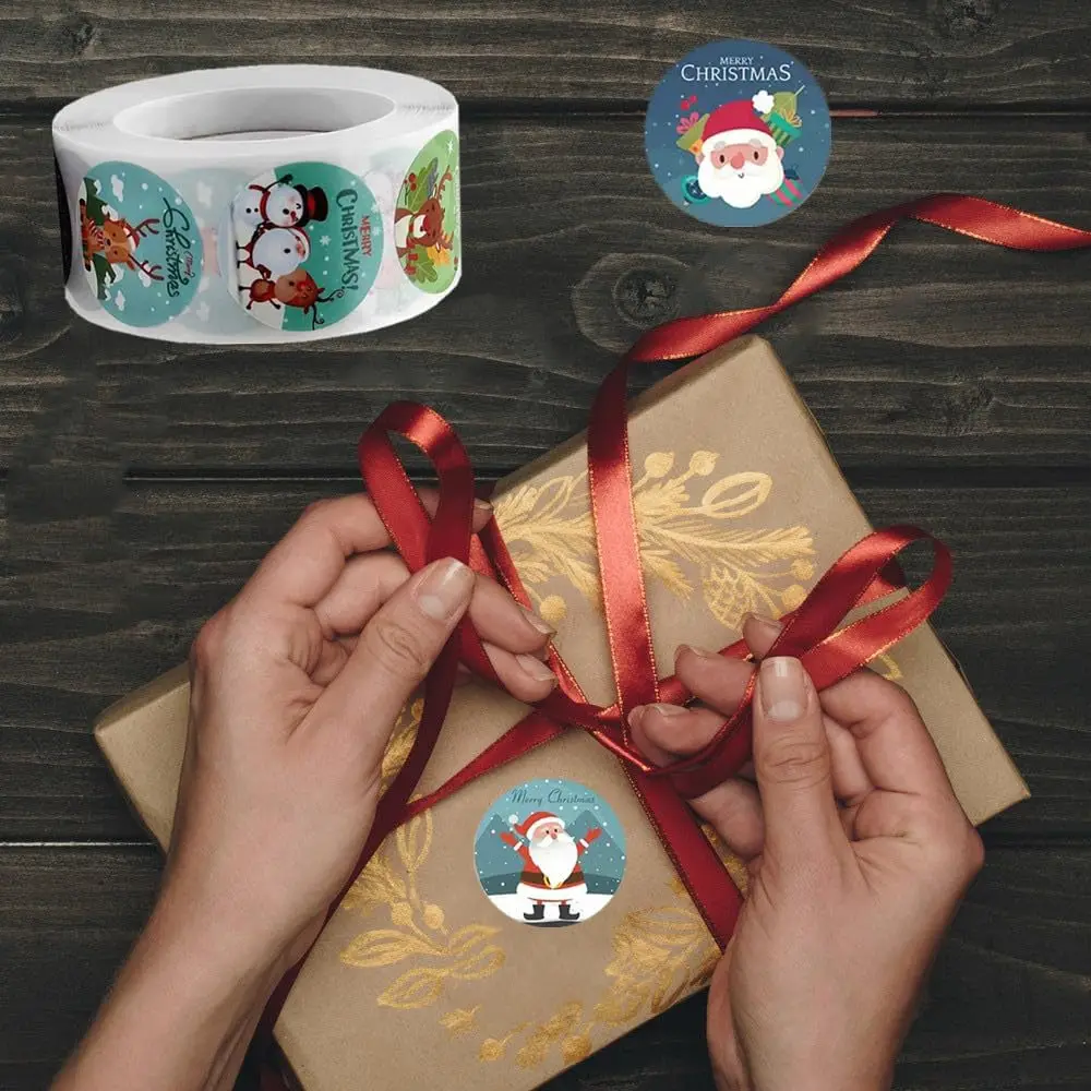 500pcs Merry Christmas Stickers Christmas Xmas Tags Seal Labels Stickers For DIY Gifts Baking Package Envelope Stationery Decor