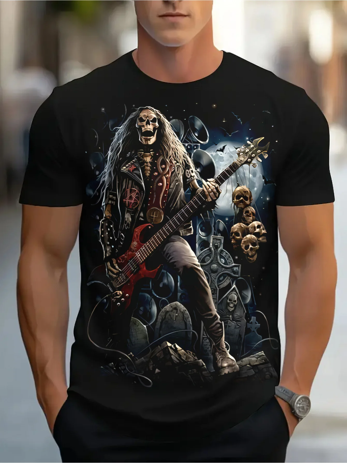 

Men's 3D Alien Print T-Shirt - Casual Crew Neck, Short Sleeve, Summer & Vacation Wear,