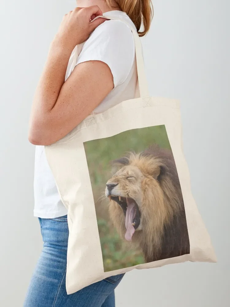 Wide Yawning African Lion with Tongue Tote Bag free delivery bags female bag tote bag woman