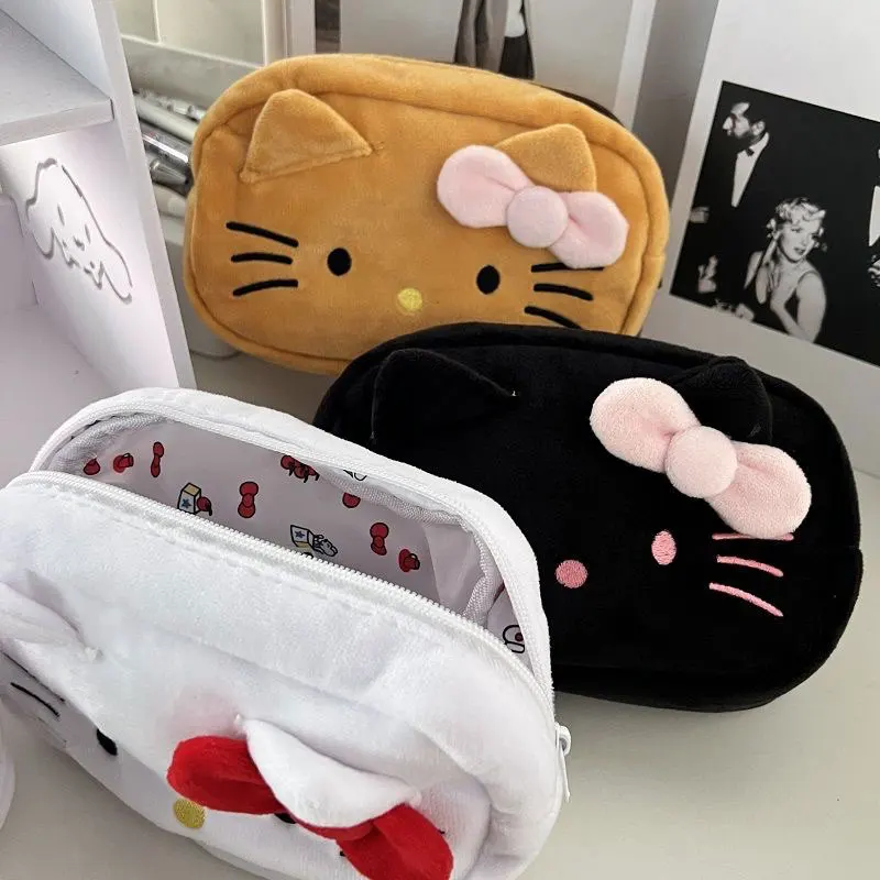 Sanrio Hello Kitty Cinnamoroll Plush Bag Anime Cartoon Pochacco Pencil Case Kawaii Makeup Bag For Girls Cute Storage Bag Gift