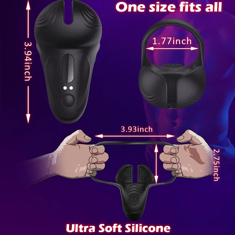 Wireless Remote Control 3 in 1 Vibrating Cock Penis Ring Testicle Massager Perineum Scrotum Stimulator Sex Toys for Men Cockring