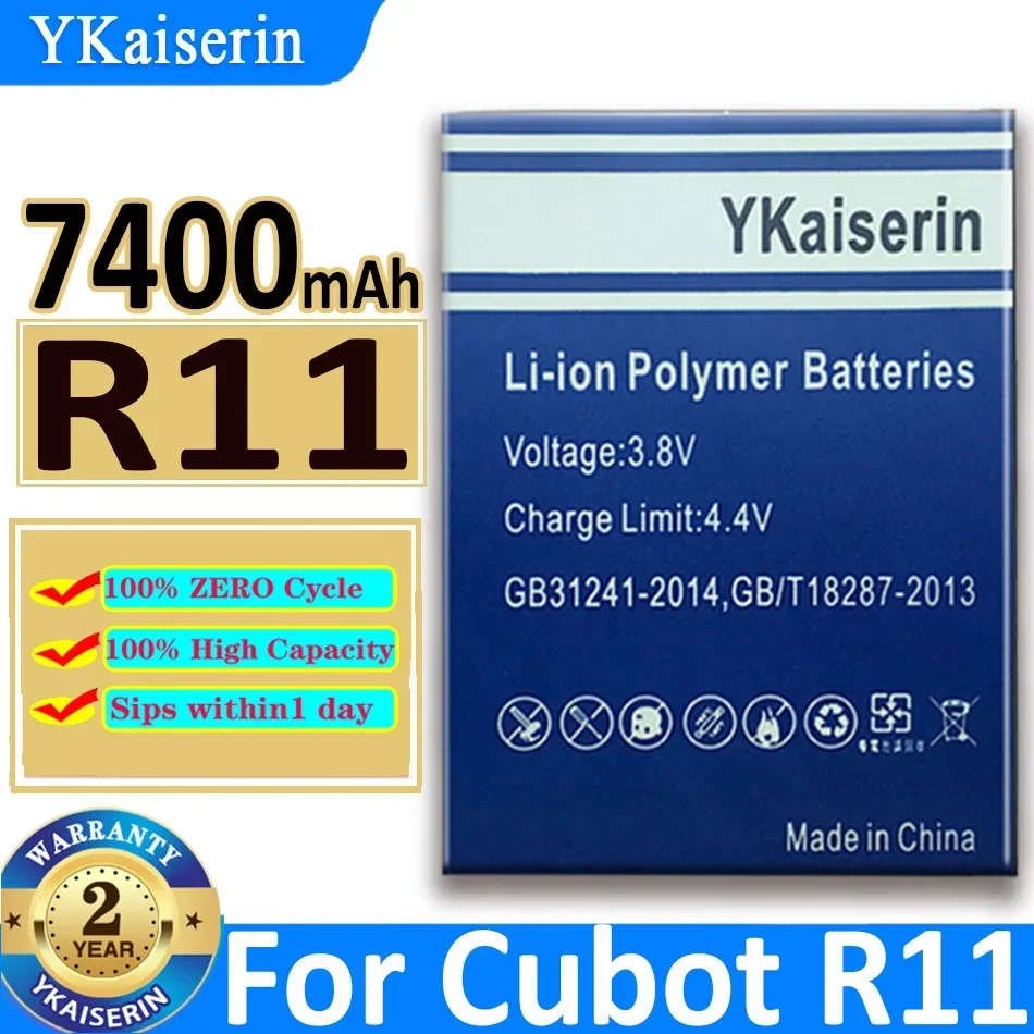 YKaiserin High Capacity Battery for Cubot R11 R 11 7400mAh Replacement Mobile Phone Backup Li-ion Bateria