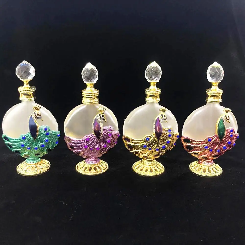 

Decoration Gifts Metal Arabian Style Crystal Oils Dropper Bottle Empty Cosmetics Container Refillable Bottle Bottle