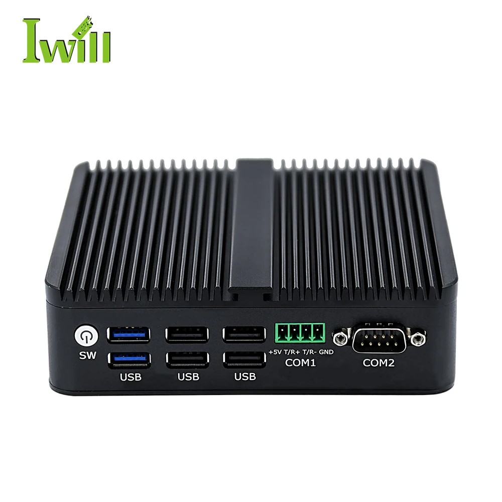 New N100 Mini PC Firewall Router 4 LAN Ports 2.5G 6 USB RS232 RS485 Com Port Fanless Industrial Computer
