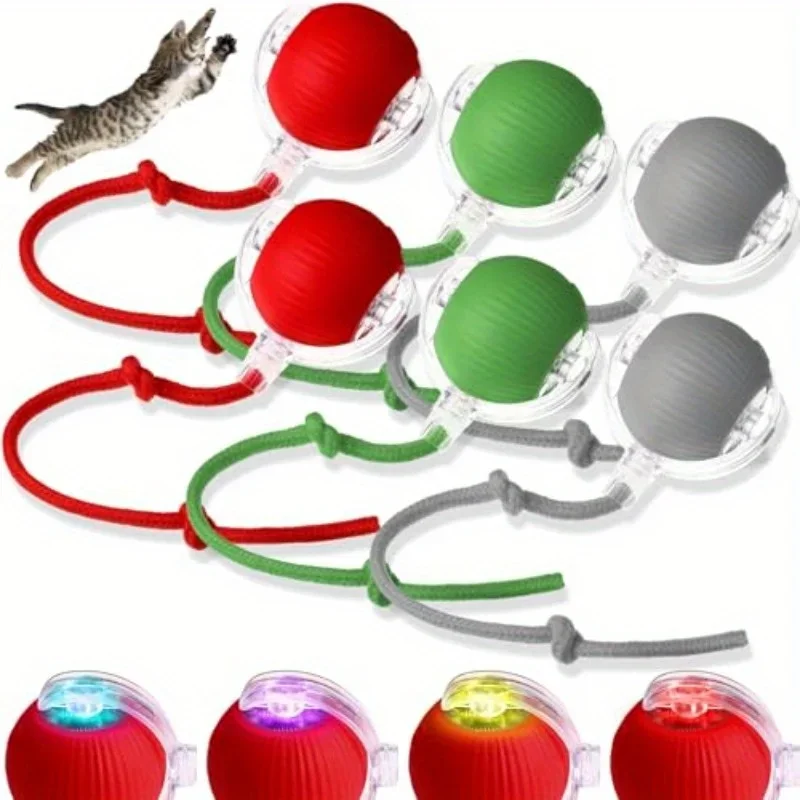 

6pcs Interactive Robotic Cat & Dog Ball Toy - Automatic Rolling, Throwing & Search Modes with Obstacle Avoidance, Rechargeable Self-Propelled Ball Suitable for Indoor Kittens/Puppies, 3 Speed Modes (Roll/Throw/Seek), ABS