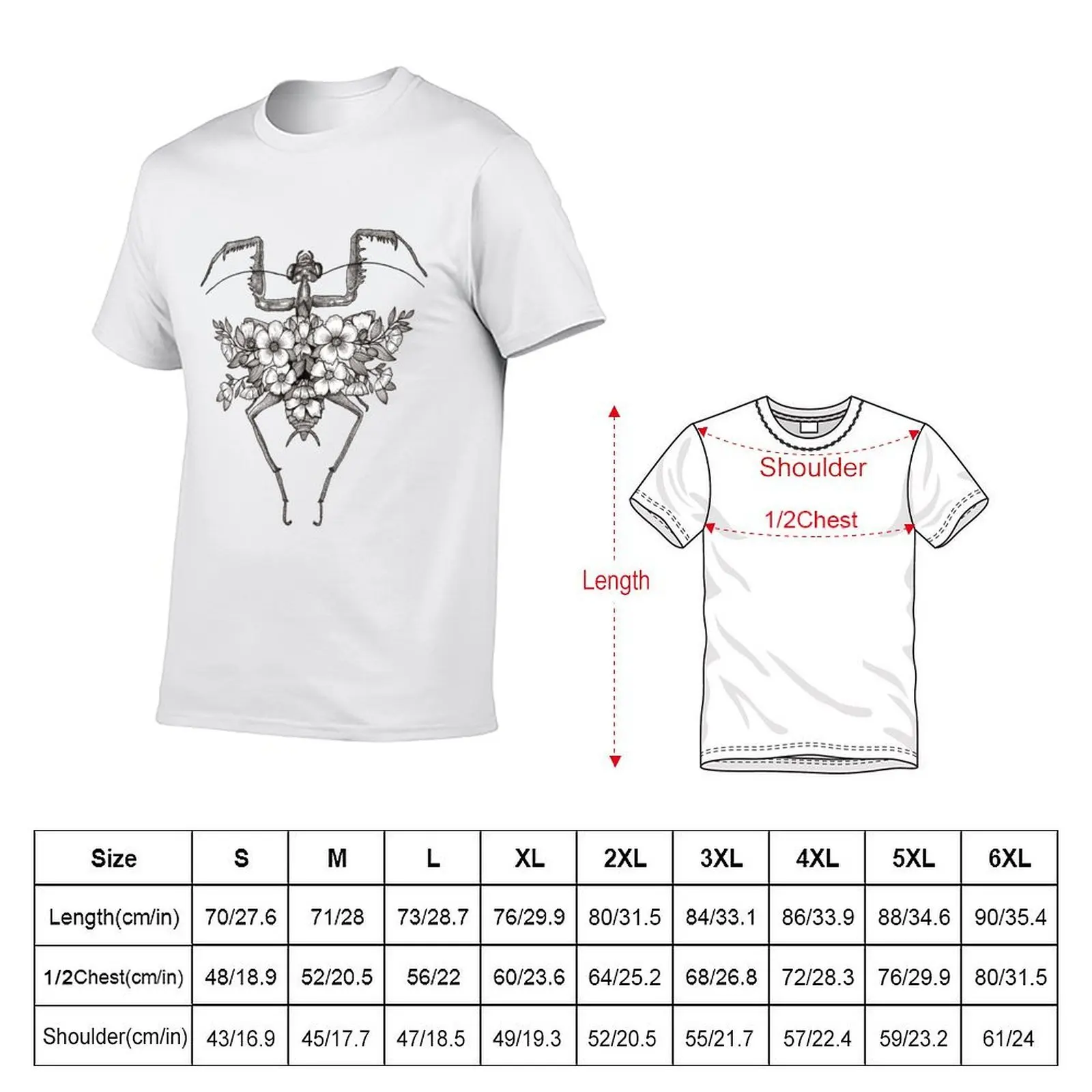 Praying Mantis T-Shirt cotton man t-shirts blue archive mens big and tall t shirts