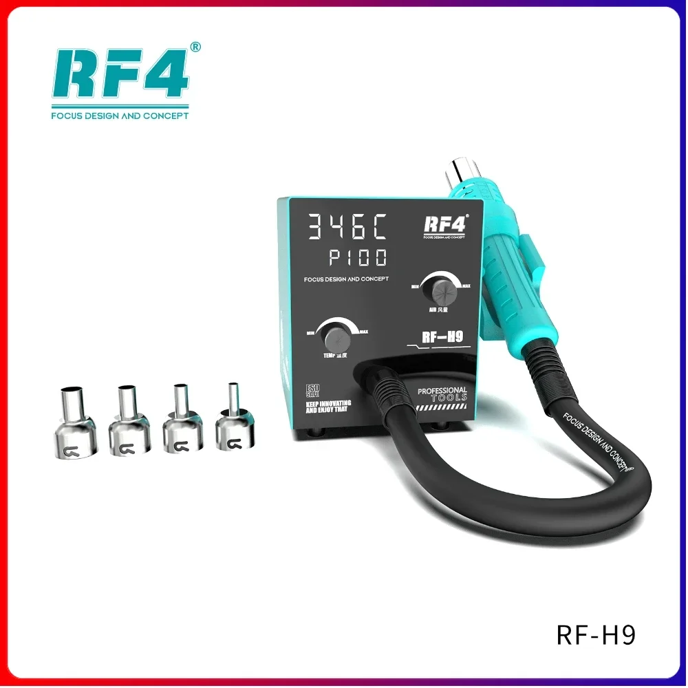 RF4 RF-H9 Intelligent Hot Air Soldering Station with Digital Display Overheating Protection Heat Gun Station for PCB Desoldering