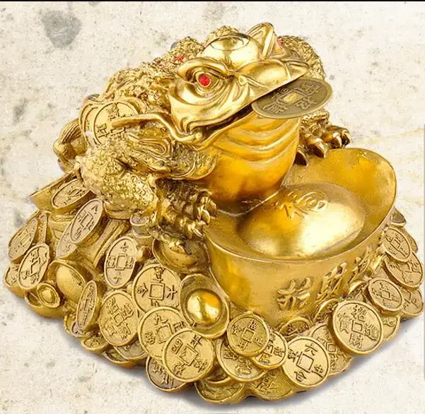 DYZ 707+++++++Pure bronze Golden Toad ornament, light big, three feet toad, three feet golden cicada