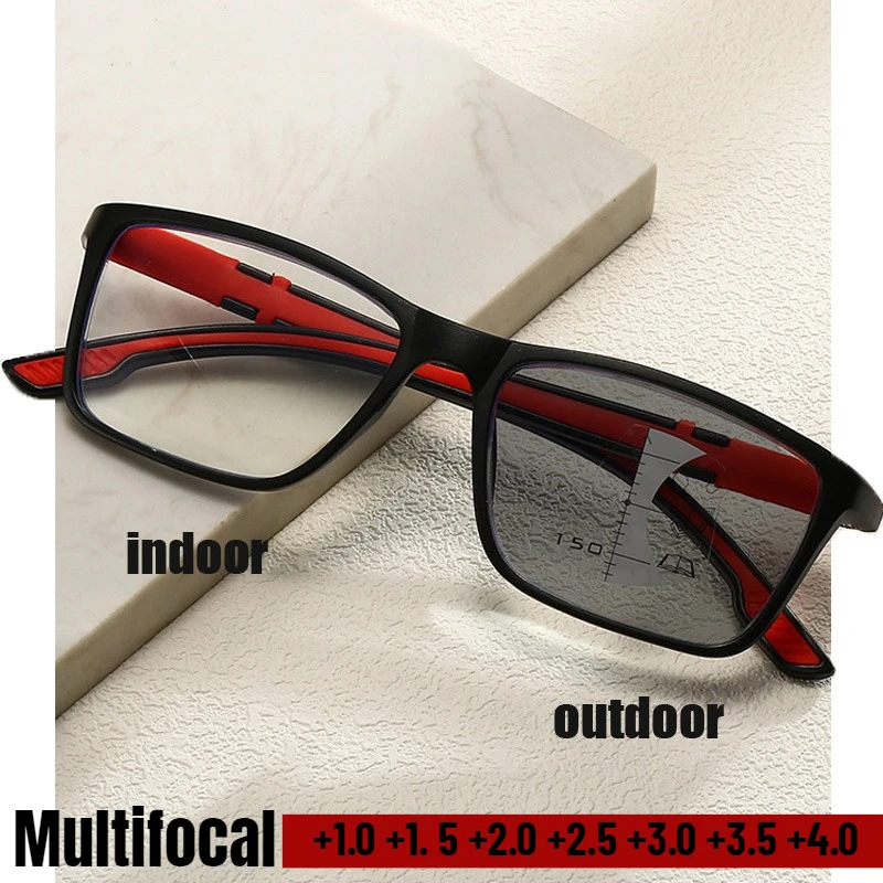 

Photochromic Multifocal Reading Glasses Anti-Slip Sport for Men Women Presbyopia Eyewear High-definition Anti Blue Light Glasses