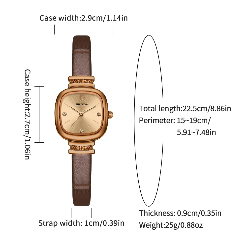 SANDA أفضل ماركة ساعات نسائية مقاوم للماء موضة ساحة الماس جلدية كوارتز ساعة فاخرة للسيدات ساعة اليد هدية صديقة