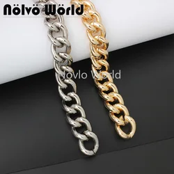 1-5meters By meter 2 colors Gold silver 6mm thick 27X22mm Large Size Alumium Metal Roll Chain For Women Bag Chain