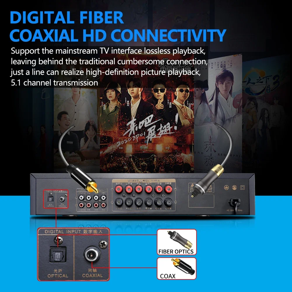 

5.1 Home Theater 6-Channel Hi-Fi Power Amplifier BT AV Karaoke Subwoofer Audio Home Speaker System