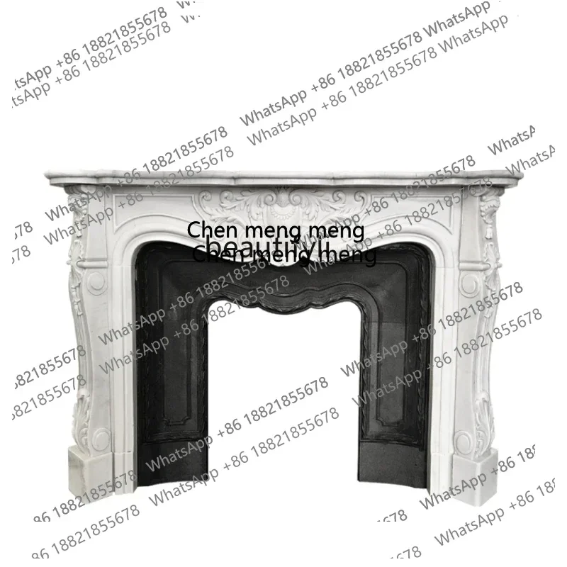 French Stone Fireplace Marble Fireplace European Style Retro Living Room Background Wall Decoration White Marble  AB