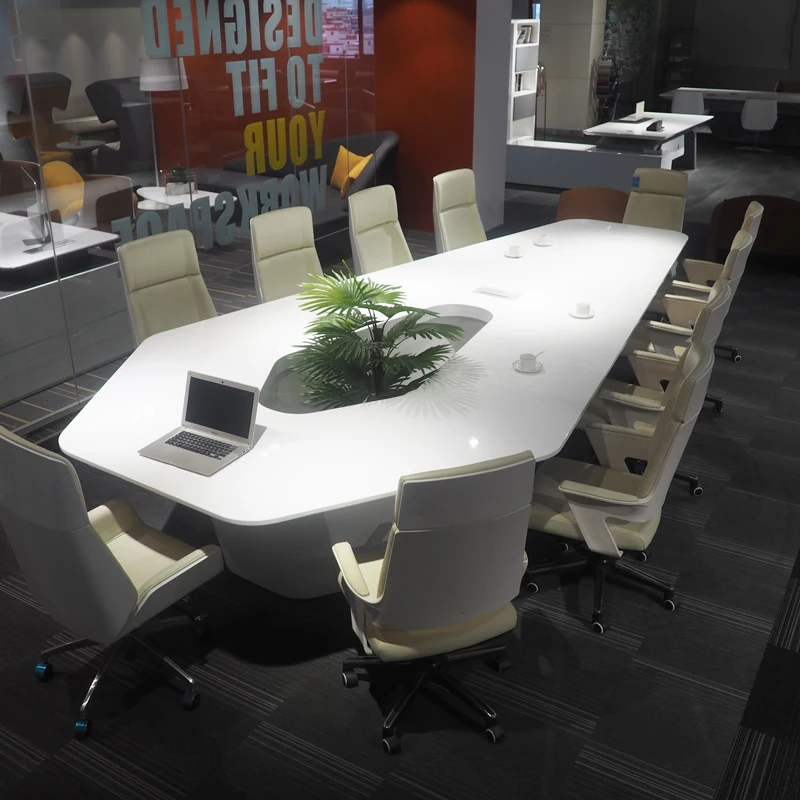 #Modern White High Tech Smart Office Furniture 8 10 12 14 16 18 20 Person Customized Boss CEO Meeting Board Room Conference Tabl