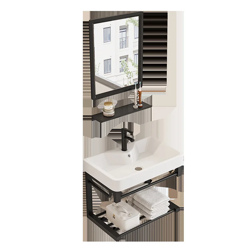 

Wall-mounted small apartment bathroom washbasin cabinet combination balcony narrow side washstand